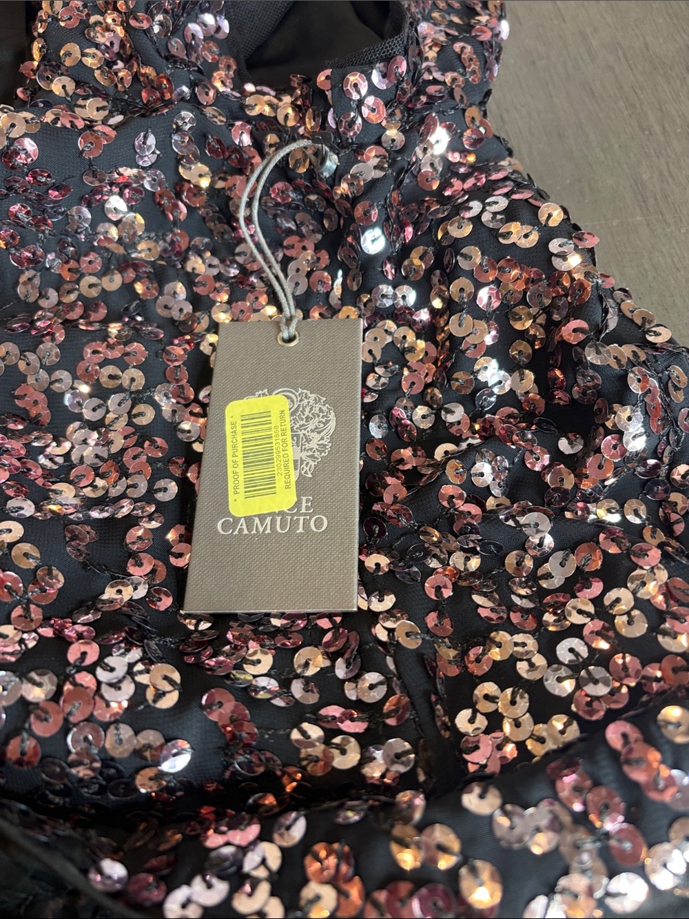 🖤 Vince Camuto Rose Gold Sequin Midi Dress NWT Size 6 Lined Cocktail Party 🖤 - Picture 7 of 14